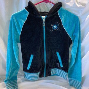 Girls Fila Zipped Hoodie Black Teal Stars Sparkles Size 14-16 XL